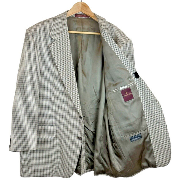 Vintage Nordstrom Blazer Men's 46R Silk & Wool Houndstooth Italian Made in USA - Picture 3 of 9